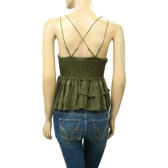 Intimately Free People Adella Cami Blouse Top Crochet Lace Flowy Green M 283438 - Picture 9 of 11